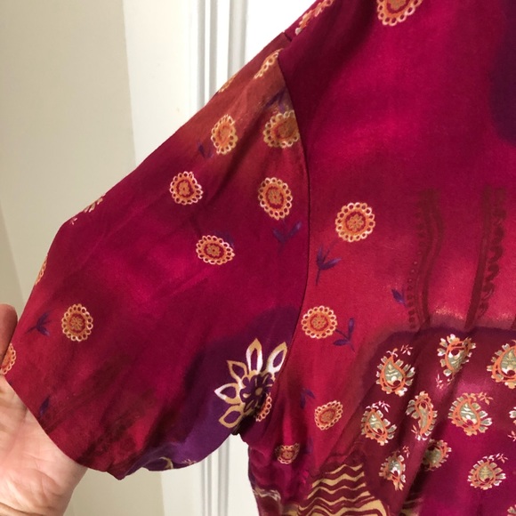 Vintage Vtg Darian Batik Tie Dye Fuchsia Pink Short Sleeve Blouse - Picture 6 of 8